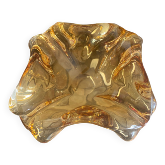 Yellow crystal ashtray 1980s