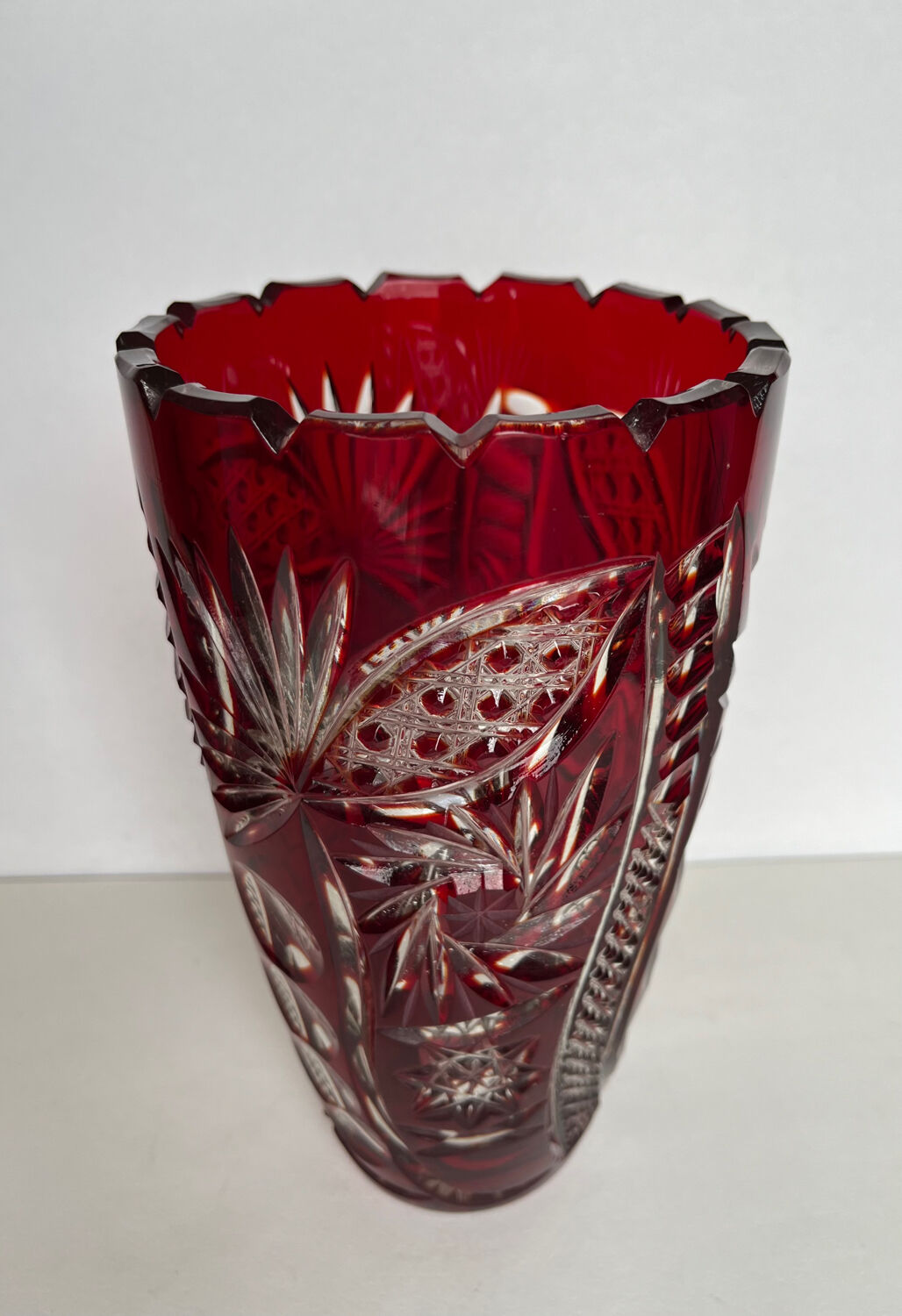 Carved crystal vase