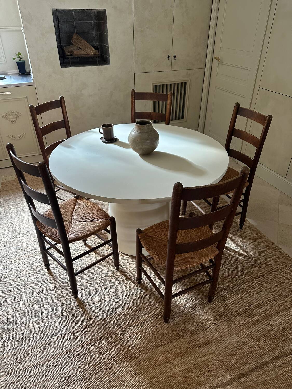 8 wooden chairs - 1950s