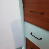 Vintage wood and blue chest of drawers