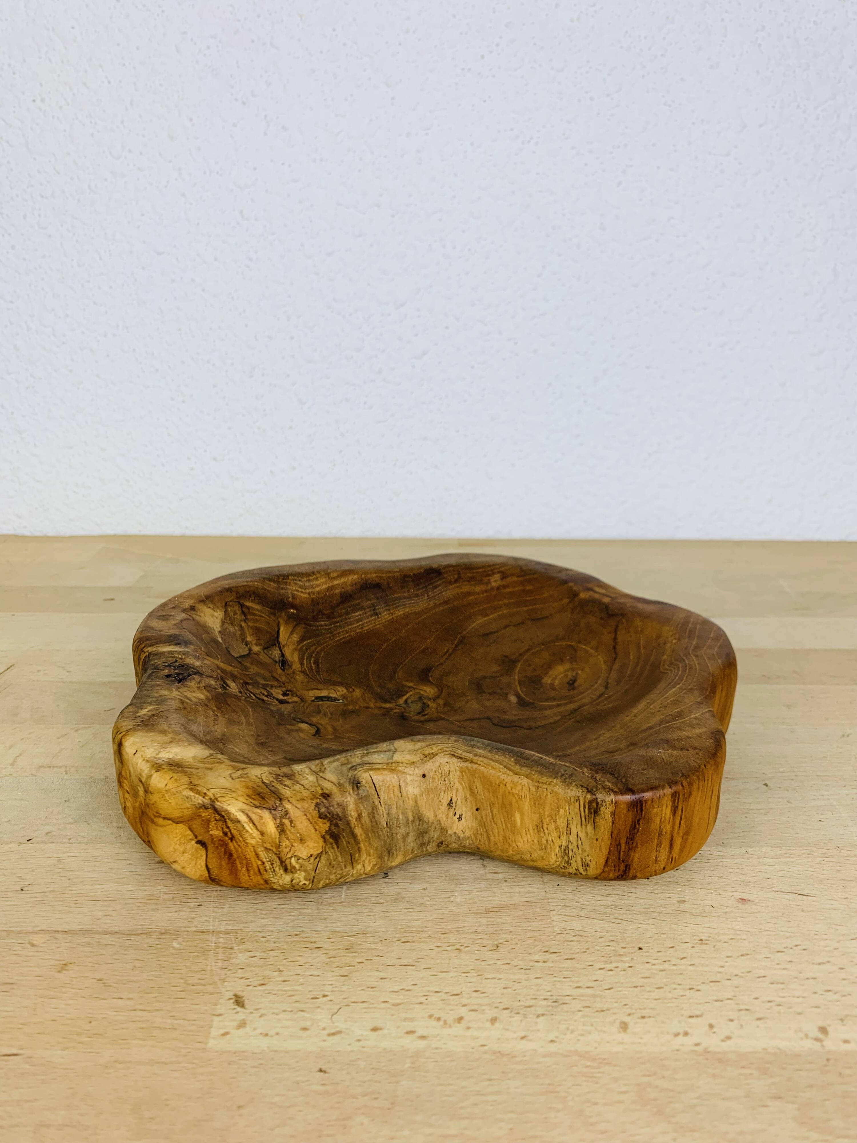 Brutalist olive wood pocket emptier, solid wood