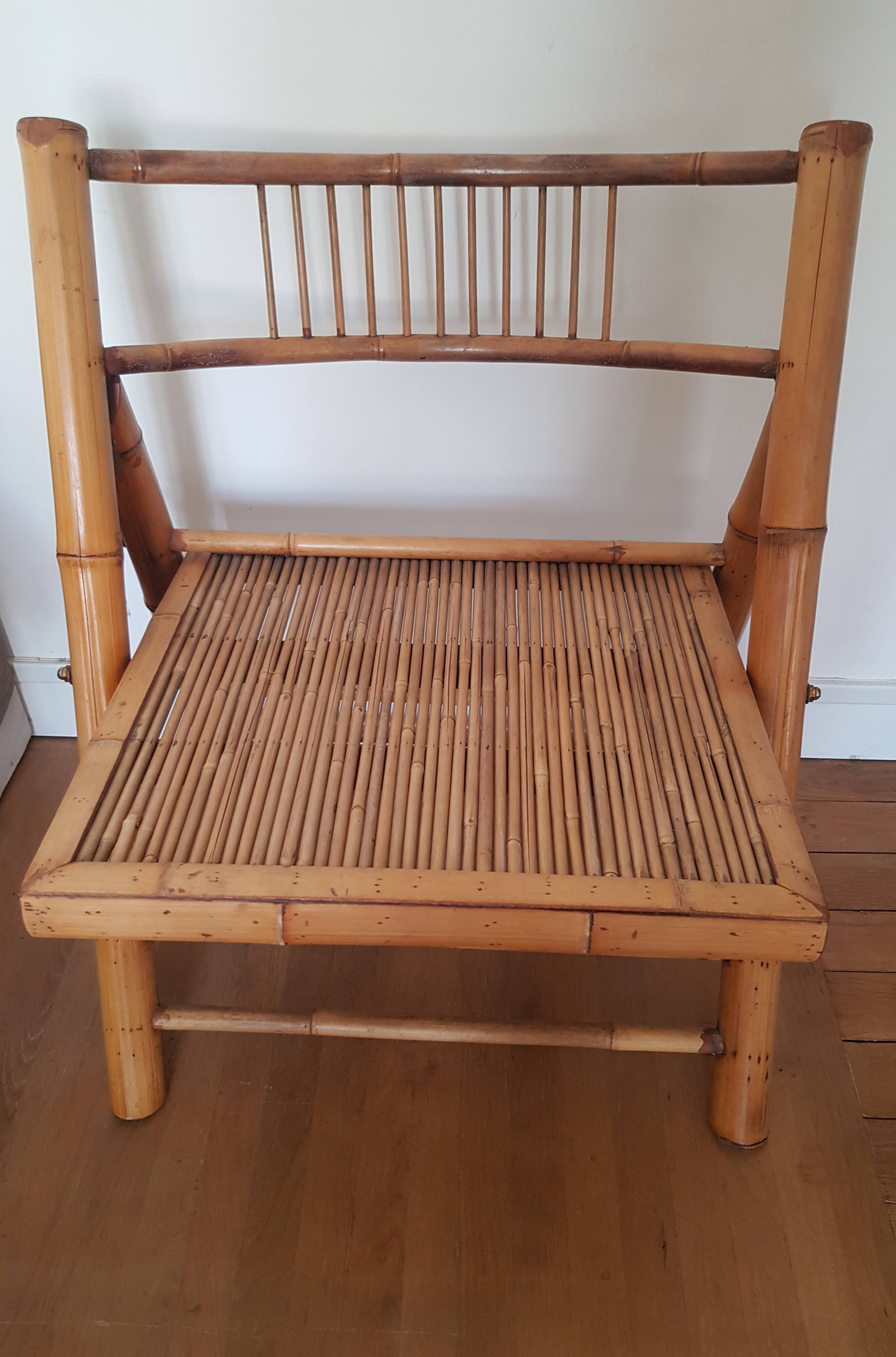 Bamboo and rattan folding chair