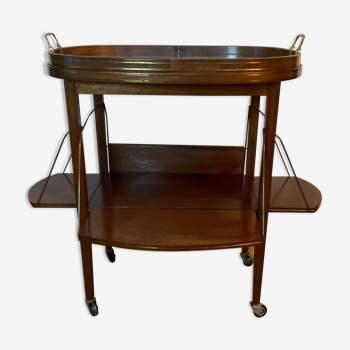 Tea table serving oval maid in mahogany brass marquetry