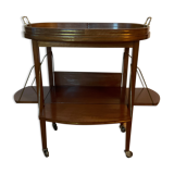 Tea table serving oval maid in mahogany brass marquetry