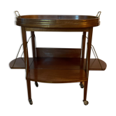 Tea table serving oval maid in mahogany brass marquetry