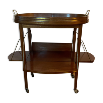 Tea table serving oval maid in mahogany brass marquetry