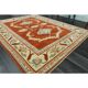 1970s Vintage Turkish Oushak Handmade Wool Cotton Orange Area Rug 173x230
