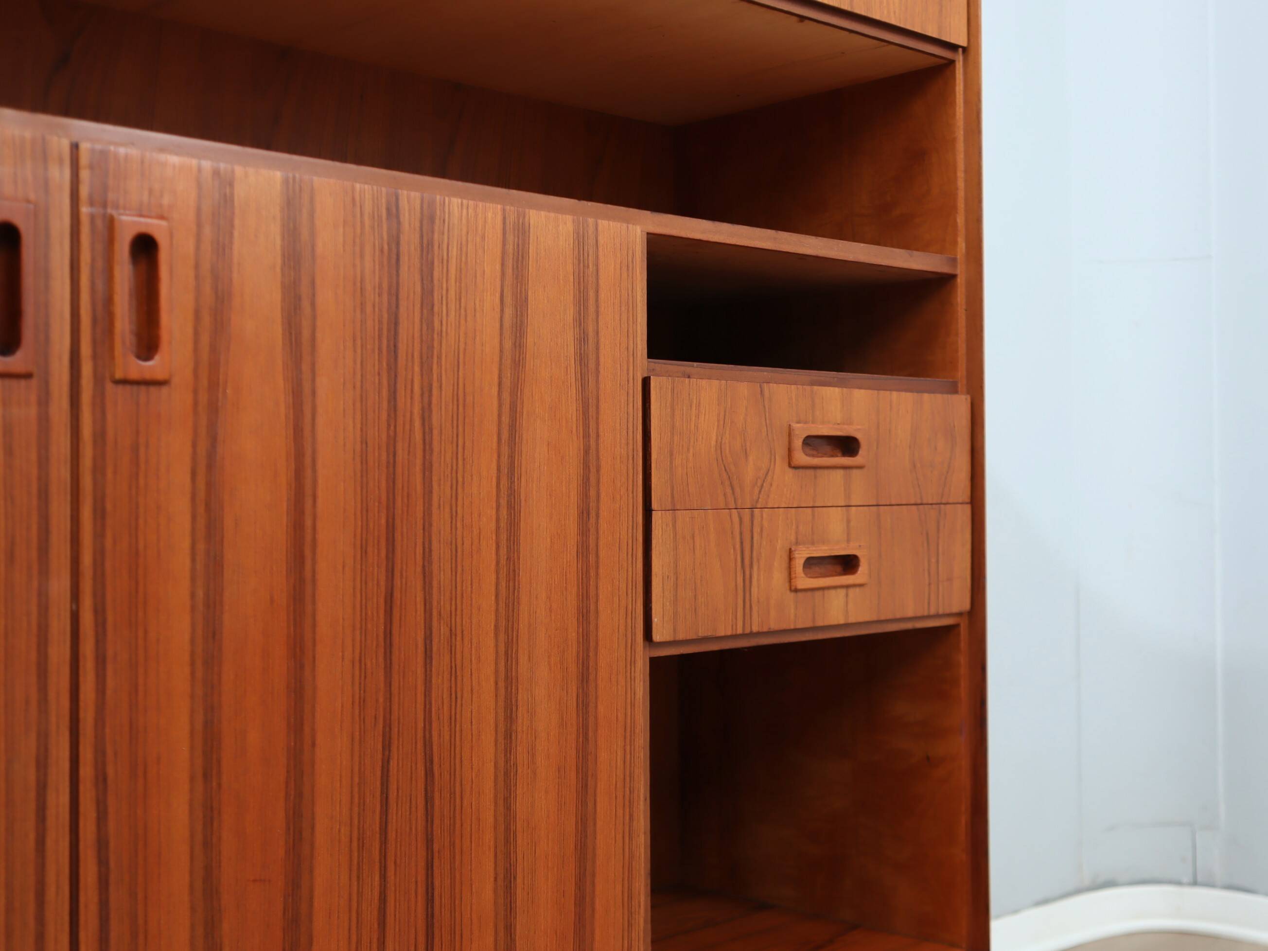 1960s Italian mid-century teak highboard restored with brass feet