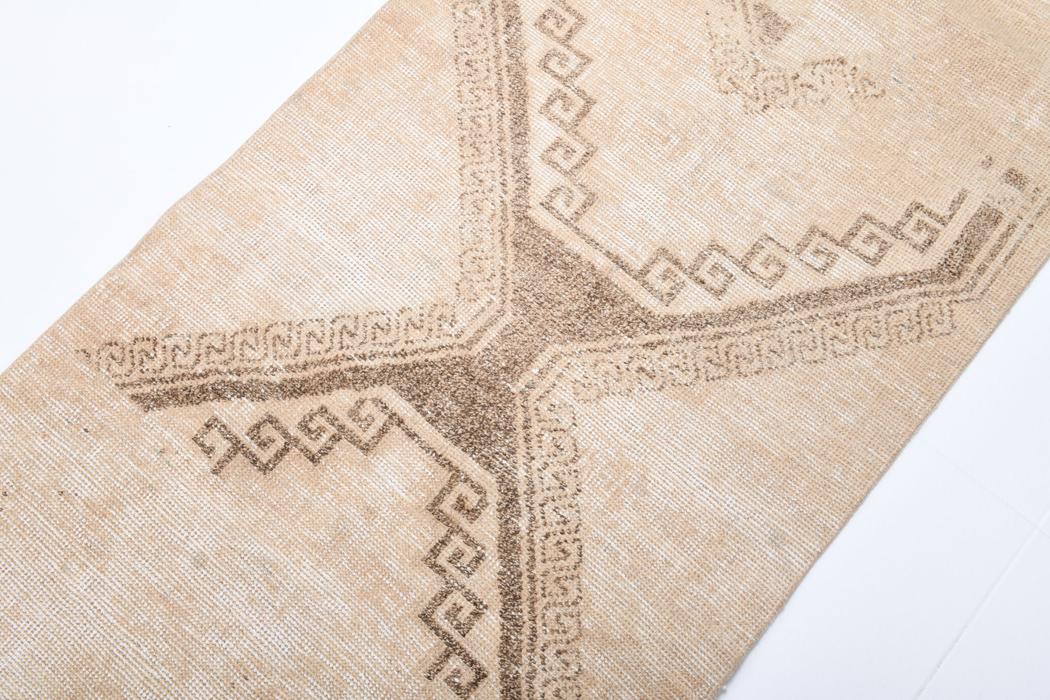 3x12 Classic Turkish Vintage Runner Rug, Handmade Vintage Rug, 3x12 Runner Rug, Brown Beige Rug,