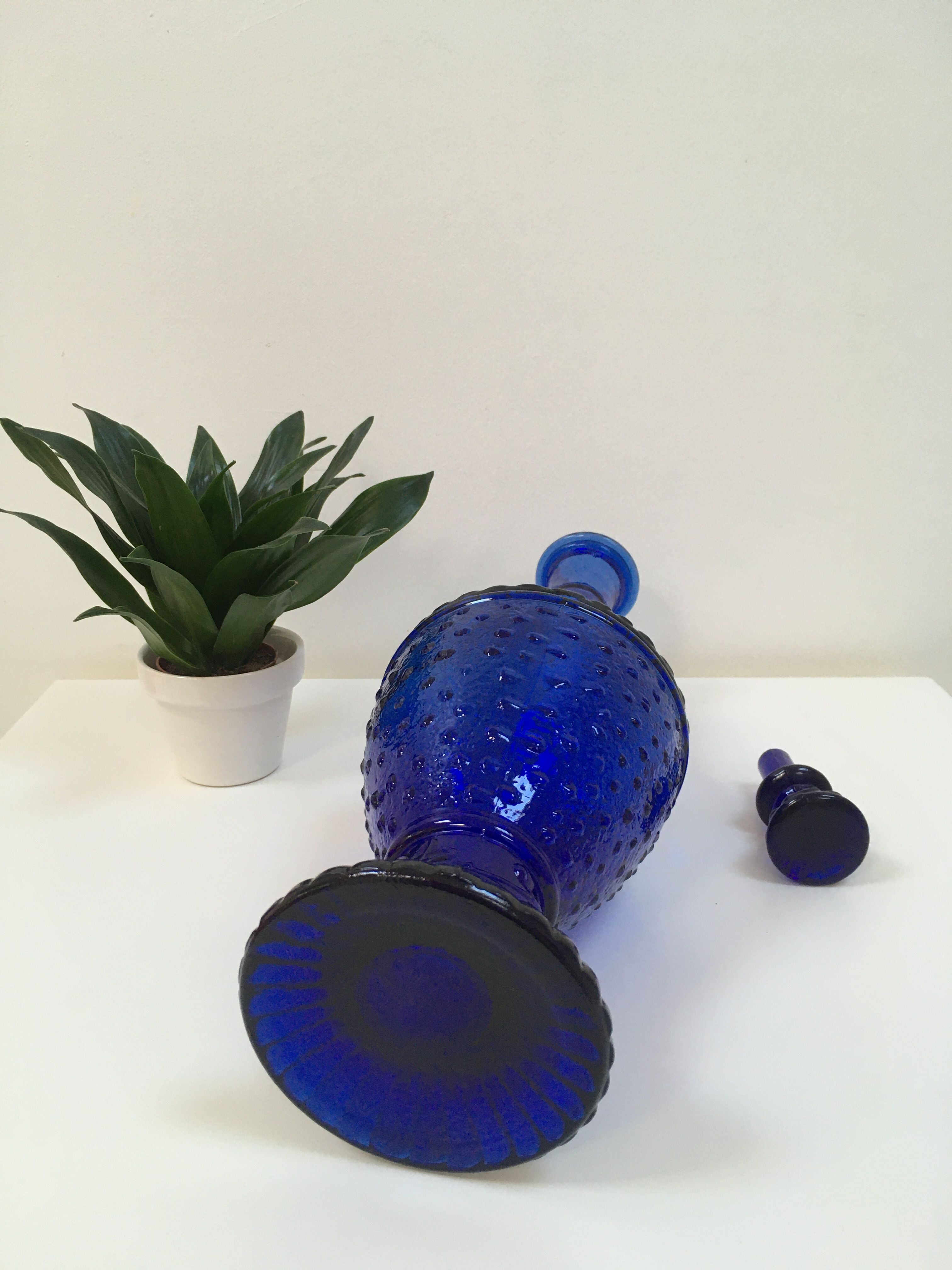 Cobalt blue glass Empoli style carafe