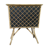 Bar in rattan, bamboo and faux black leather