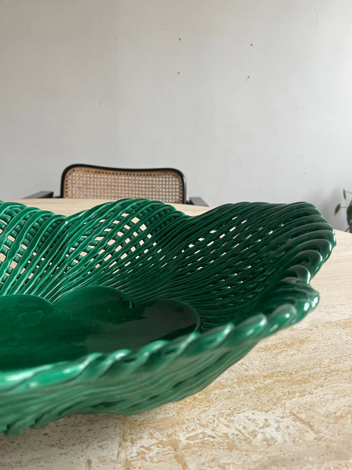 Corbeille à fruits céramique tressée verte