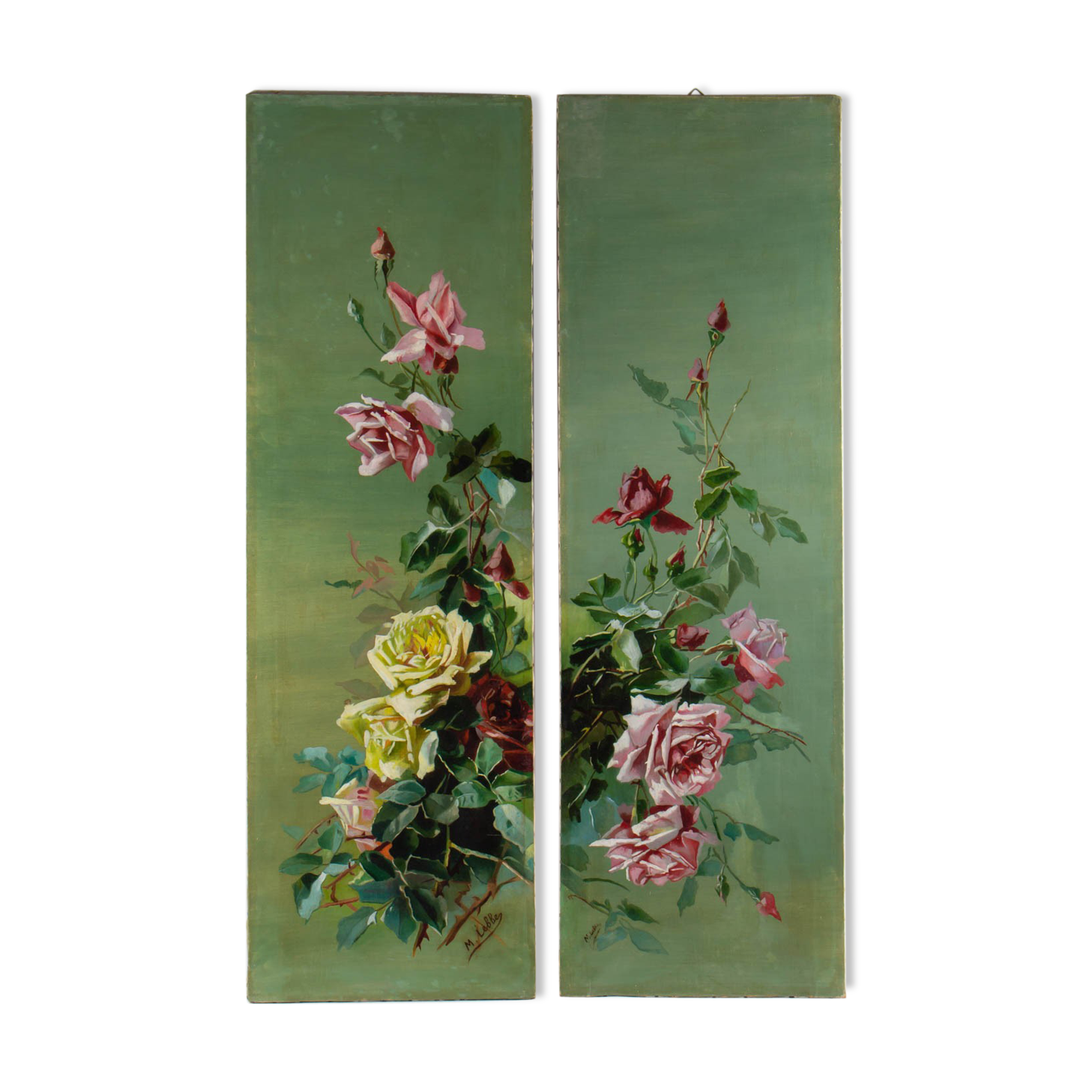 Pair of roses paintings-circa 1900