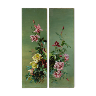 Paire de tableaux de roses- circa 1900