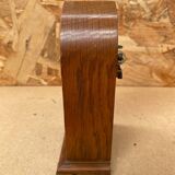 Ancienne pendule cheminée ogive marqueterie bois acajou vintage