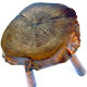 Tabouret tripode brutaliste en bois massif