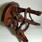 Tripod stool Art-popular vines, solid wood top