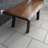 Vintage Brutalist Coffee Table in Solid Oak