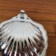 Silver-plated metal shell butter dish with blue insert, 1970
