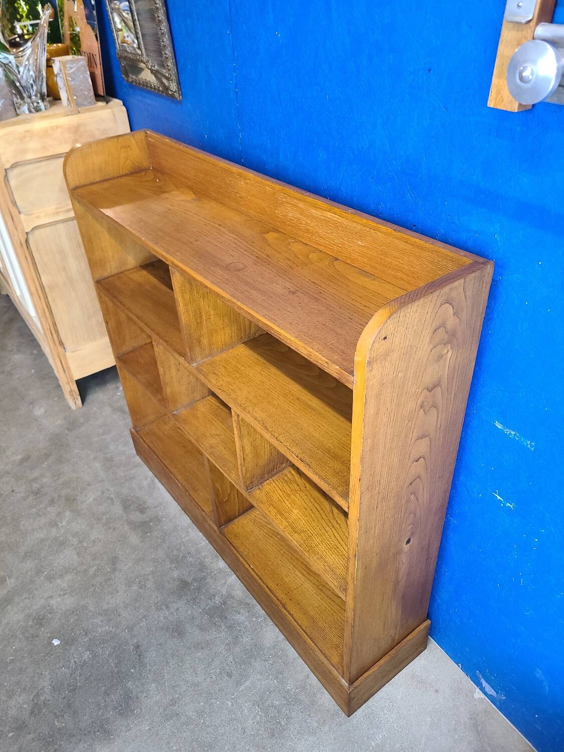 Large shelf, vintage solid oak bookcase from the 60s