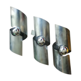 3 frosted steel sconces 70s