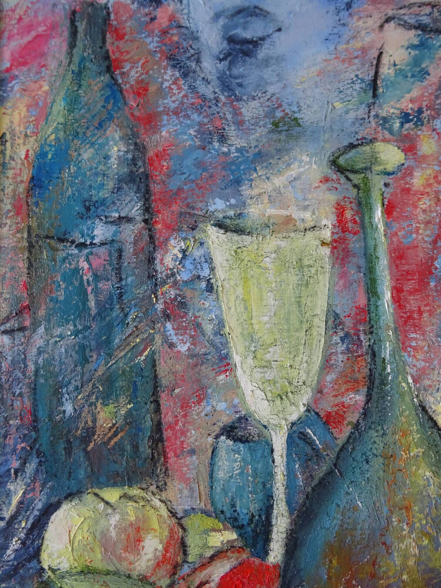 Tableau nature morte style cubiste signé