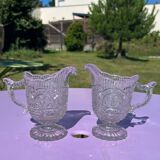 Lot - 2 old ewers from the 1900s in molded crystal