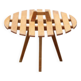 Vintage coffee table, wooden table with central handle, interior decoration, terrace, patio