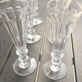 6 Baccarat crystal champagne flutes / Saint Louis / 8 facets
