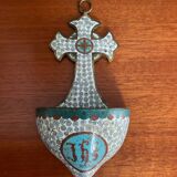 Ancient bronze and cloisonné enamel holy water font