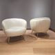 2 white leather armchairs, 1980s
