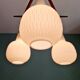Scandinavian chandelier in teak and white opaline, 1960s