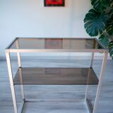 Aluminium and smoked glass console/shelf 1970-80