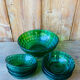 Vintage green Duralex salad bowl and ramekins.