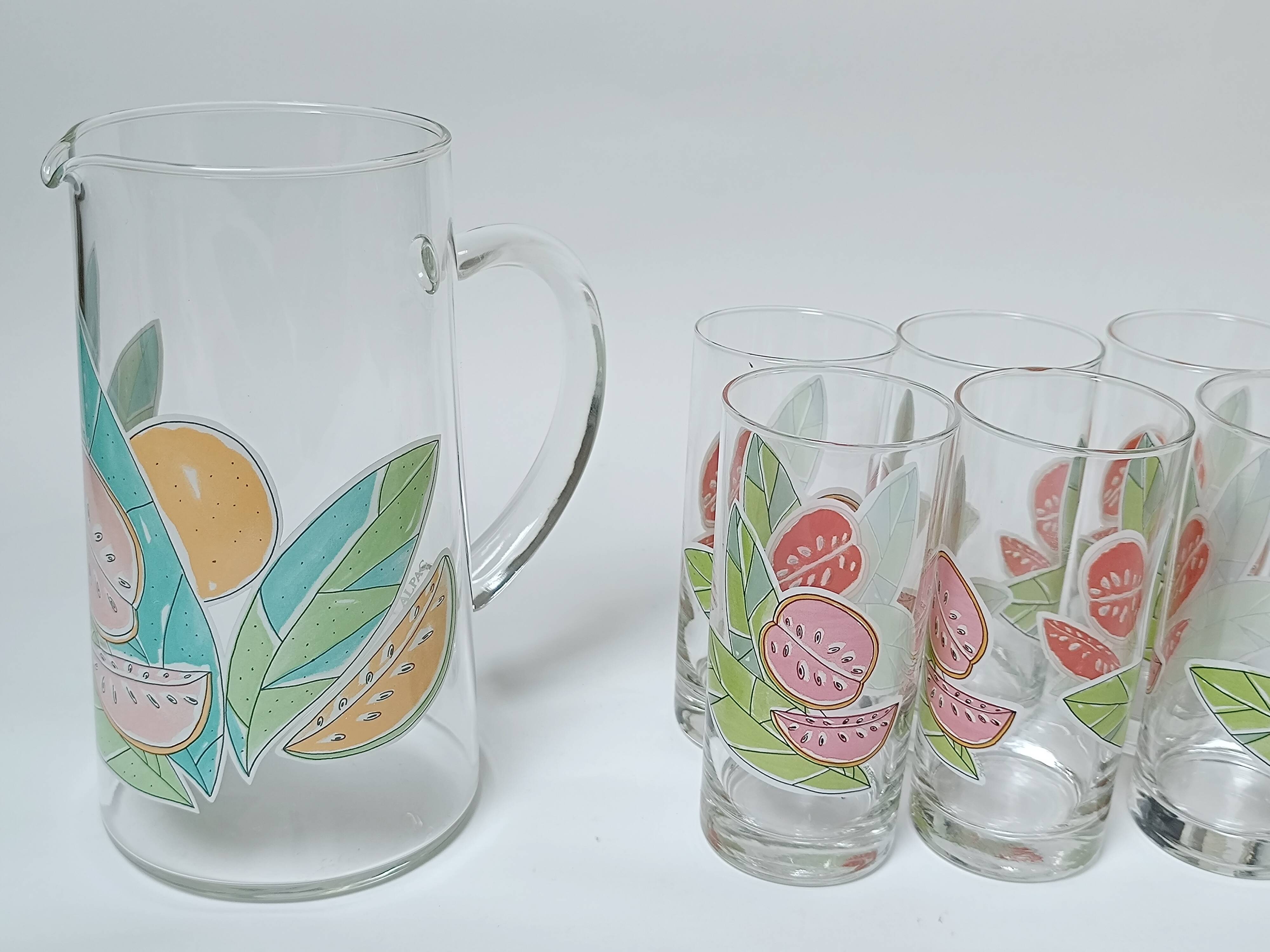 6 verres + carafe à orangeade