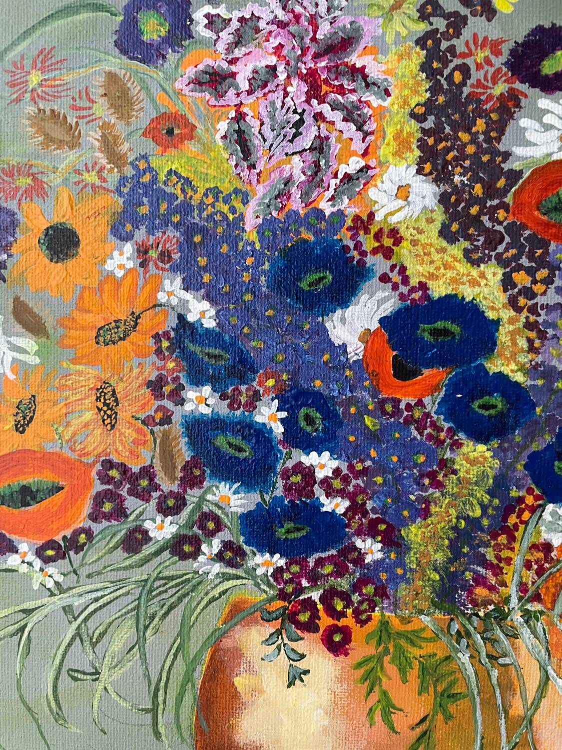 Old painting bouquet of flowers