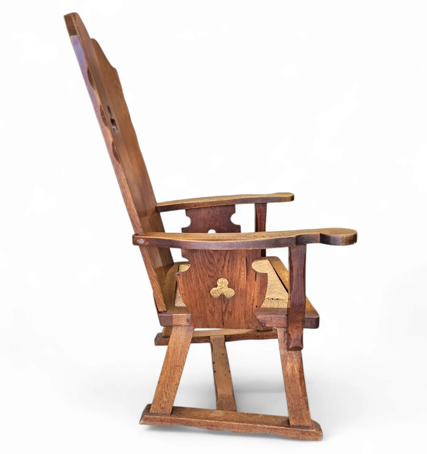 High back / monastery / rush seat armchair 1950s