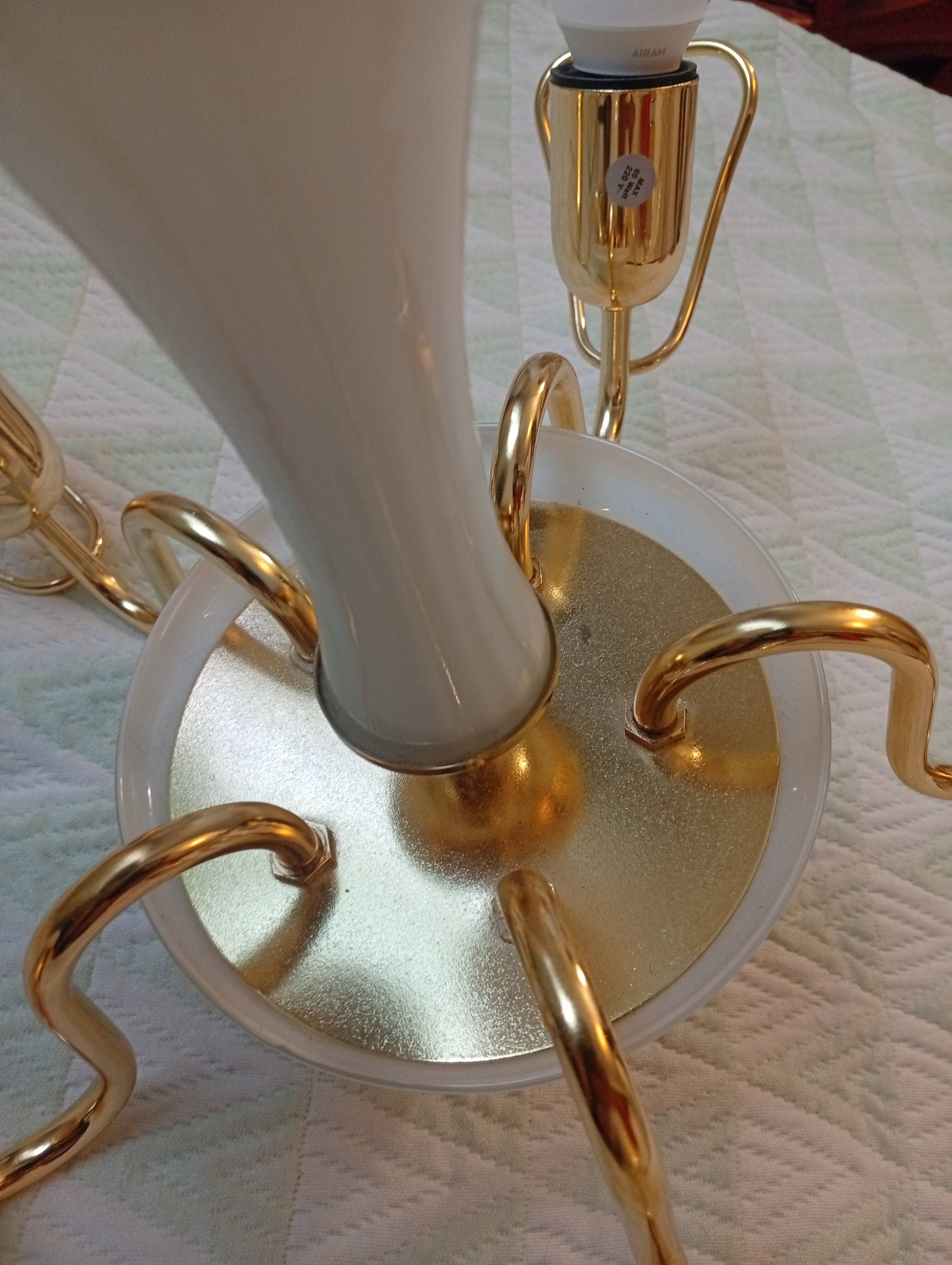 Vintage 1970s Franco Luce Murano Glass Ceiling Chandelier Made in Italy