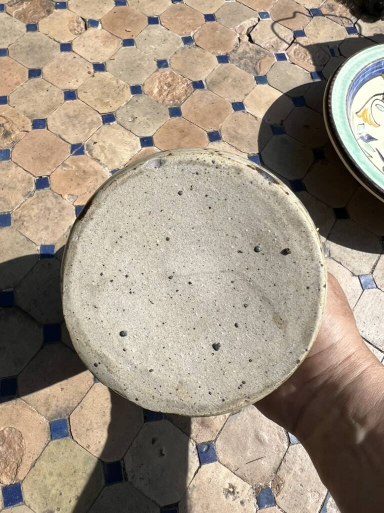 Puisaye stoneware vase with leaf decoration