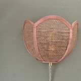 Vintage lampshade wall light in pink natural material