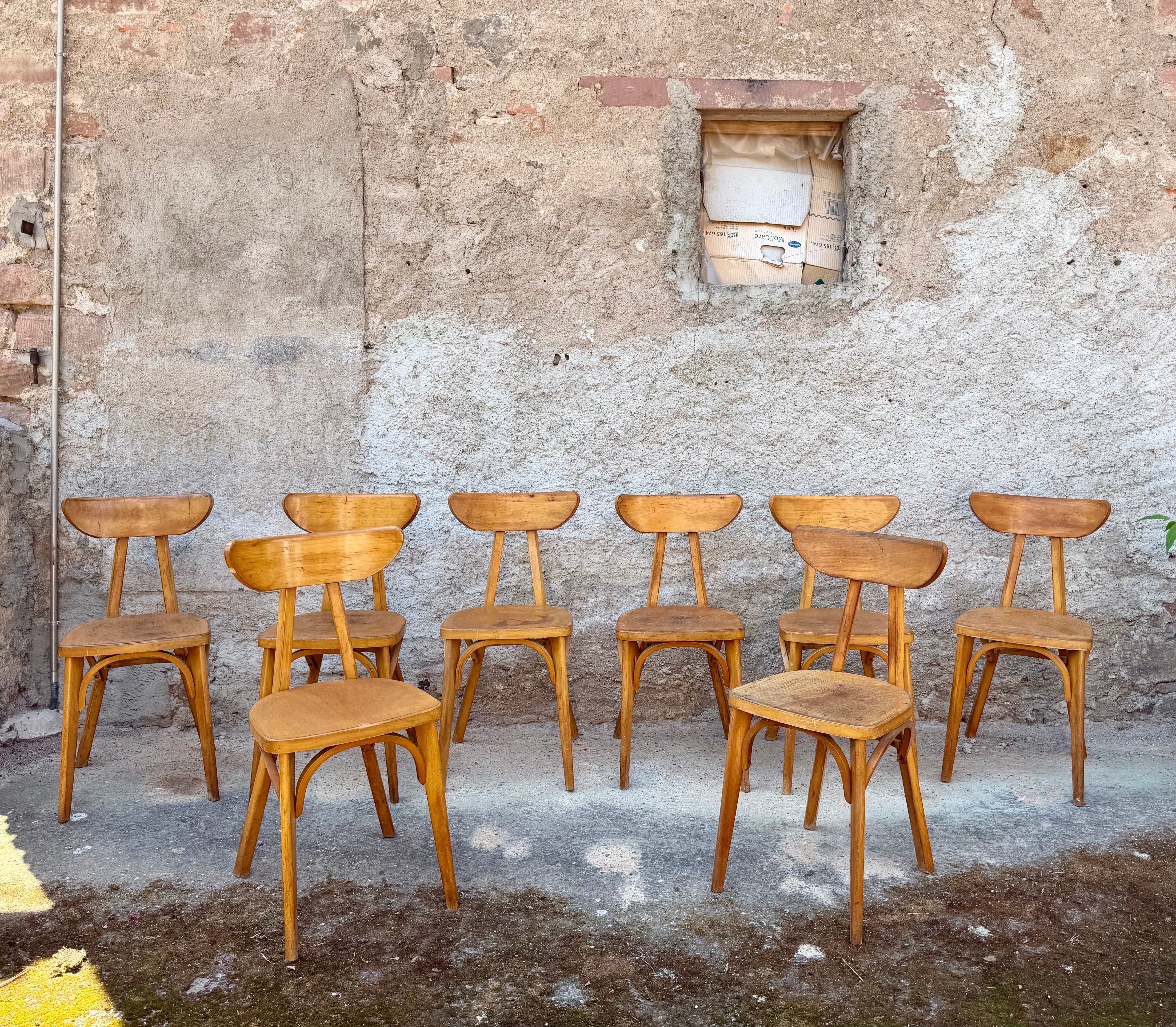 Série de 9 chaises bistrot lutherma banane boomerang