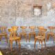 Série de 9 chaises bistrot lutherma banane boomerang
