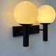 Vintage double wall lamp, opaline and black lacquered metal, Raak Netherlands 1960