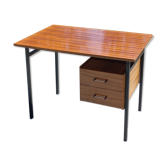 Desk of the 60s in mahogany base metal tubes 2 drawers