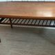 Danish 1960s teak coffee table with slatted shelf.
