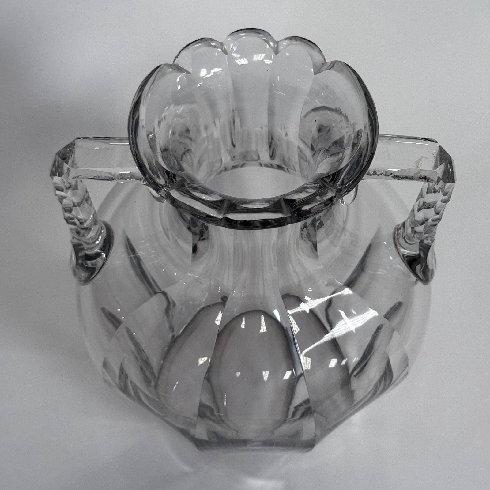 Baccarat crystal vase with handles, 19th century, cut sides