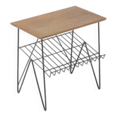Vintage stringboard coffee table teak and steel wire Length 50cm 1950 Sweden