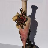 Signed polychrome terracotta vase dating from 1892, art nouveau (h.75cm) rare