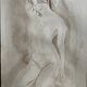 Signed watercolour monochrome painting "Hammam" of a female portrait.