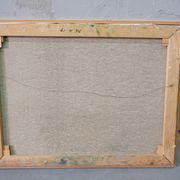 Scandinavian modern painting, signed,  1990s, oil on canvas, framed